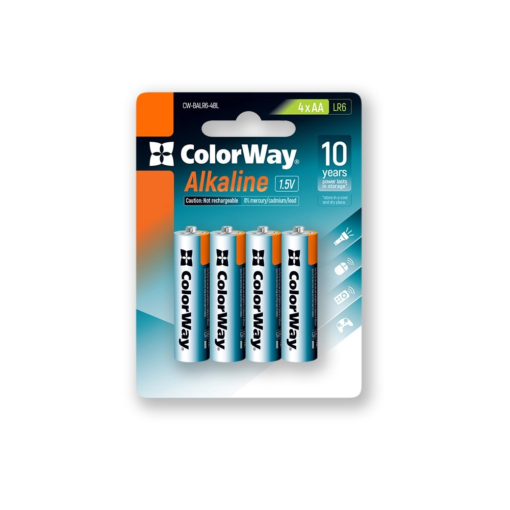 Батарейка СolorWay Alkaline Power лужні AA (4шт) blister