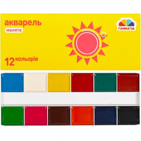 Фарба акварельна Гама іграшки малята 12 кольорів 311036/100102