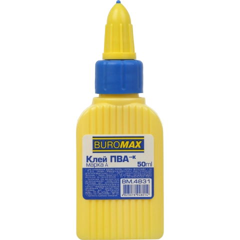Клей ПВА 50 мл з супер ковпачком BM.4831 Buromax