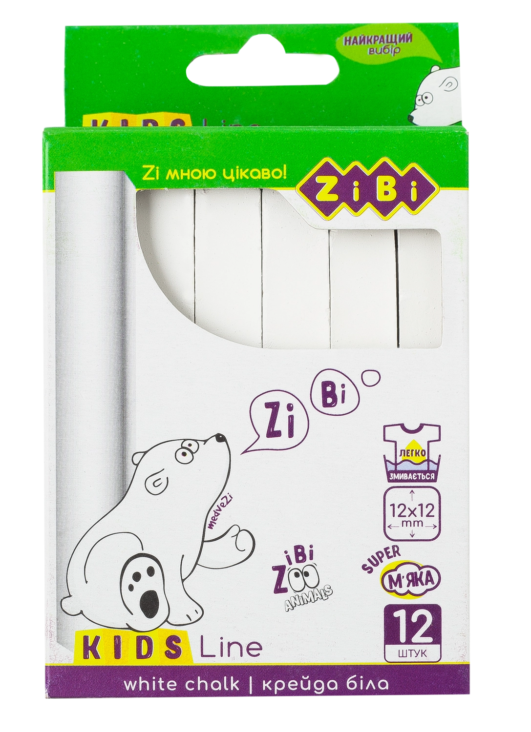 Крейда біла квадратна 12 шт KIDS Line ZB.6703-12
