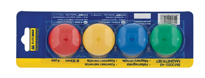 Магніти для дошки 30мм 4шт. BM.0022-43 Buromax кольорові