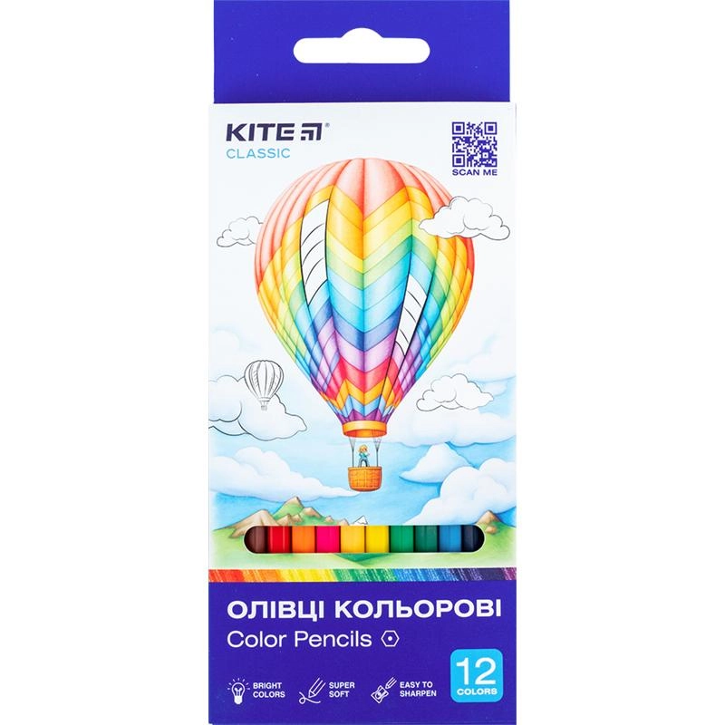 Олівці кольорові Kite Classic 12 кольорів K-051