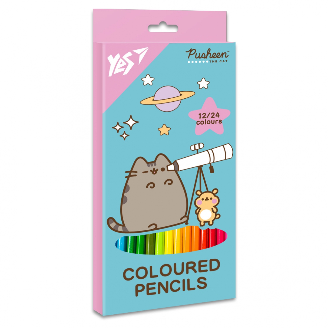 Олівці кольорові Yes 12/24 кол Pusheen. Cheek