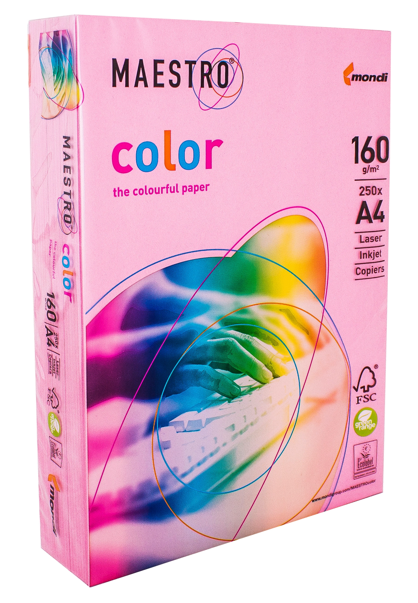 Папір кольоровий A4 160г/м Pastell 250арк PI25 Pink рожевий Maestro Color