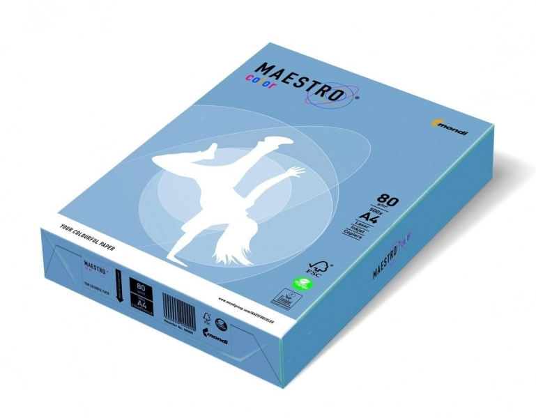 Папір кольоровий A4 80г/м Intensive 500арк AB48 Aqua Blue синій Maestro Color