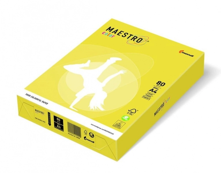 Папір кольоровий A4 80г/м Intensive 500арк СY39 Canary Yellow жовтий Maestro Color