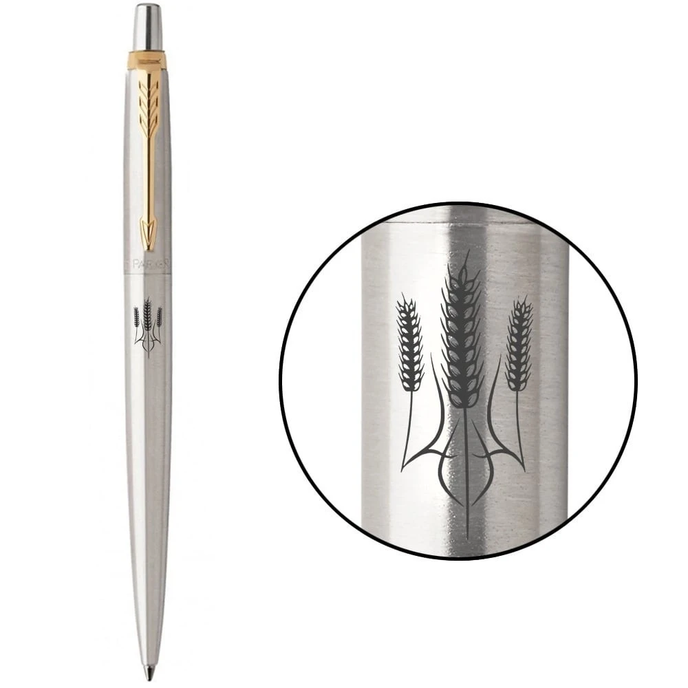 Ручка кулькова Parker Jotter 17 Ukraine SS GT BP Тризуб Із Колосків 16032_T059b