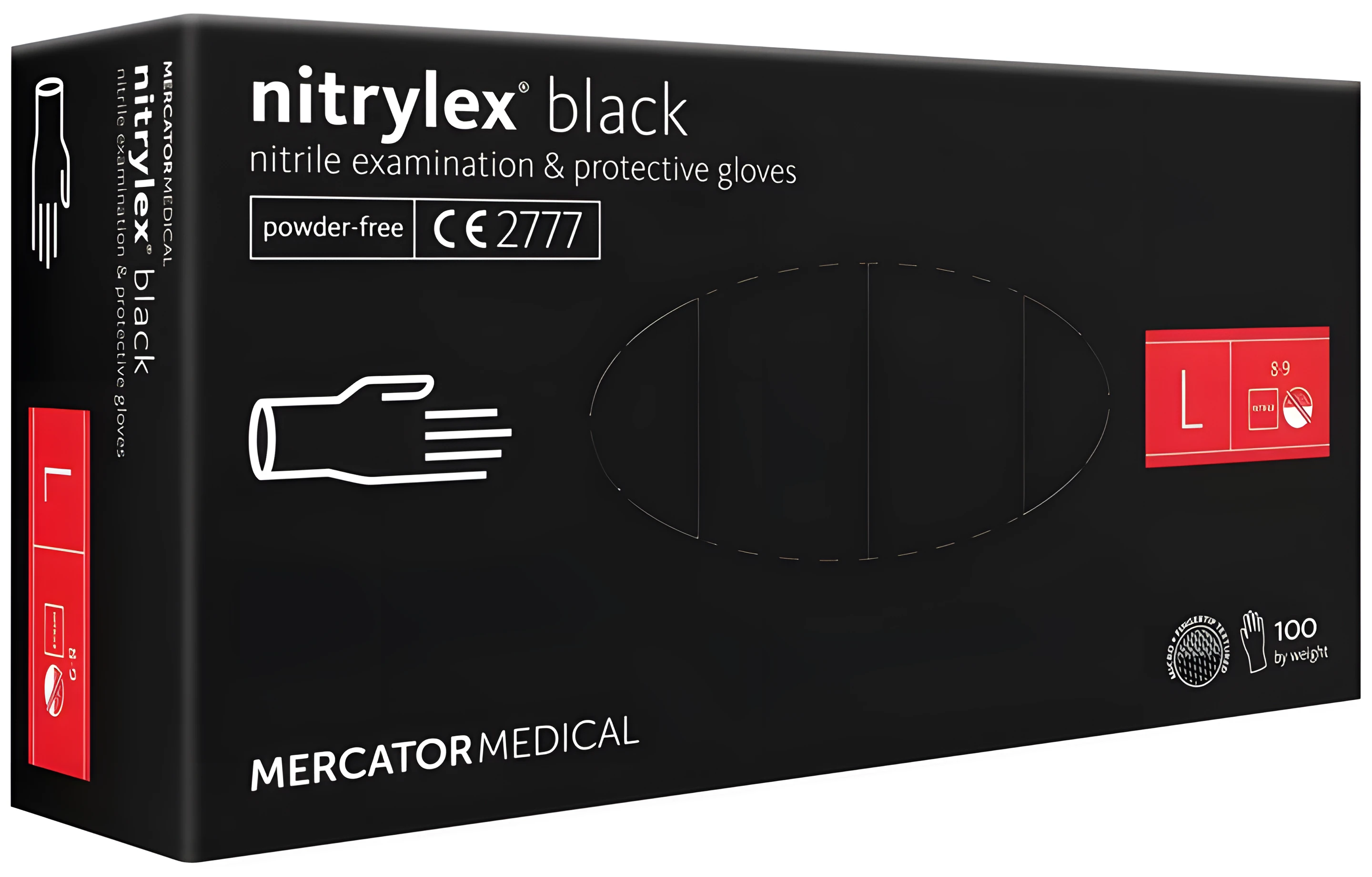 Рукавиці одноразові нітрилові чорні NITRYLEX BLACK розмір  L 50 пар