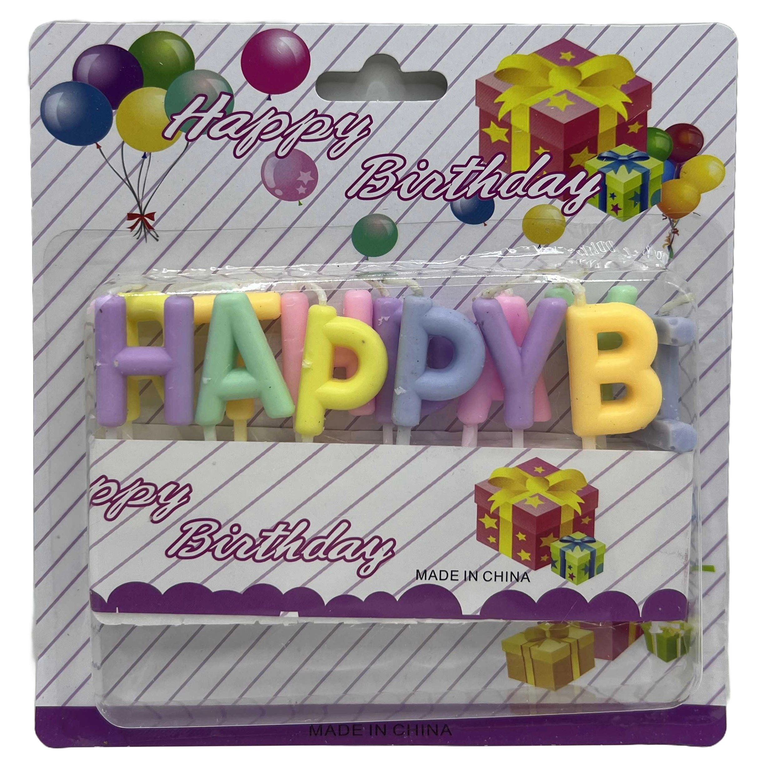 Свічки для торта Напис-Happy Birtday-Макарун 3см