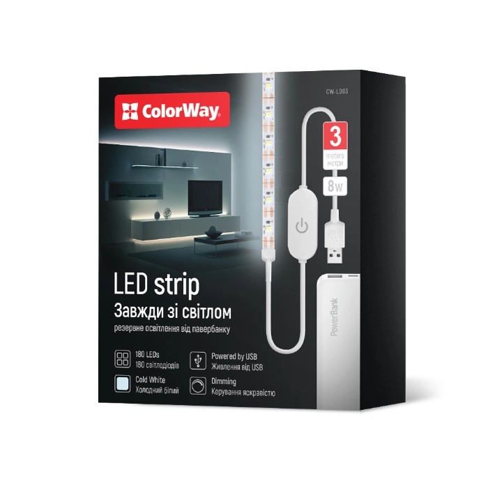 Світлодіодна стрічка ColorWay LED 3м з живленням від USB (CW-LD03)