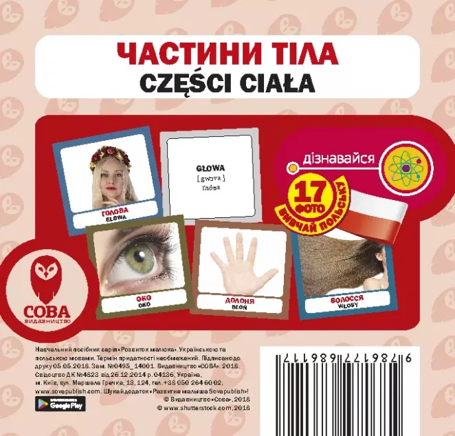 Частини тіла. 17 карток польською — Розвивальні книги